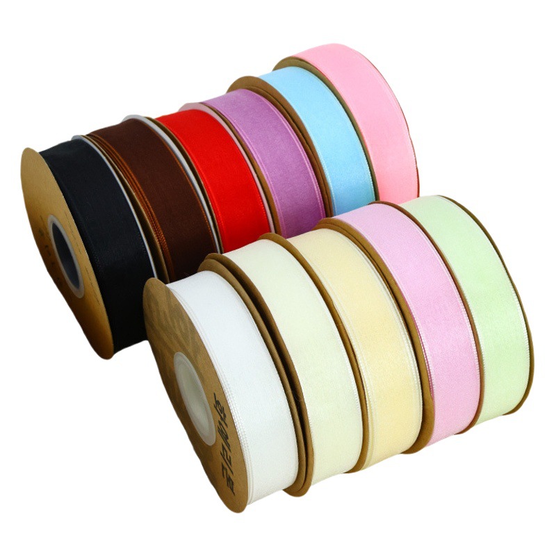 Suministro directo de fábrica Cinta de hilo de nieve de 2,5 cm Envases de flores Ramo de cinta Pastel de cinta Cinta de gasa Caja de pastel Cinta