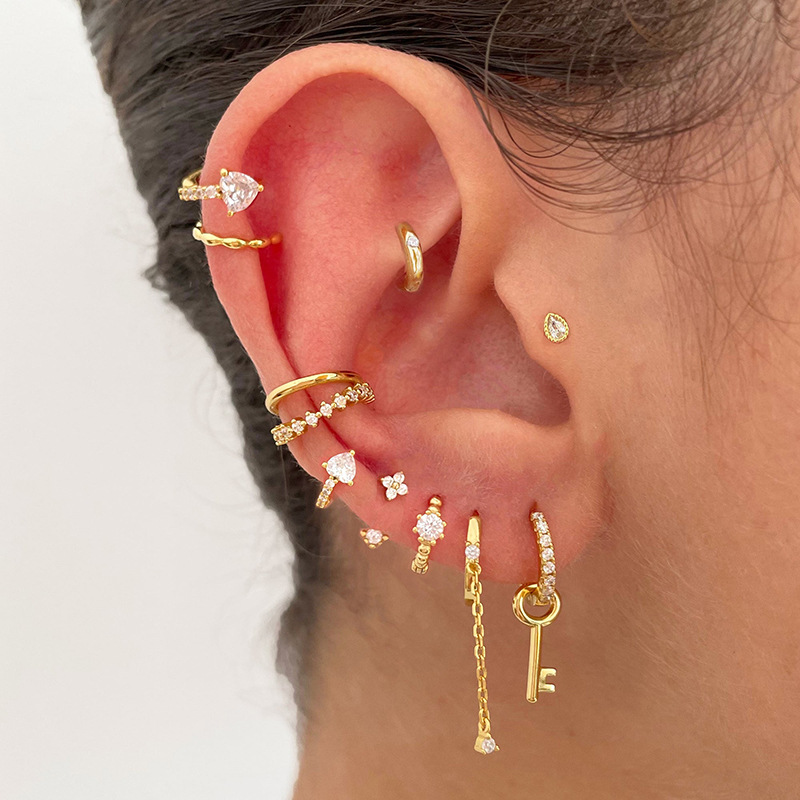 Simple Style Geometric Copper Drop Earrings Plating Zircon Copper Earrings