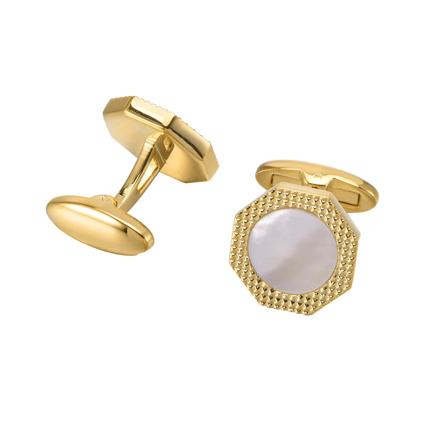 Dongguan camisa de traje de alta gama de lujo natural profundo mar perla fritillary francés mancuernas nuevo estilo octogonal mancuernas