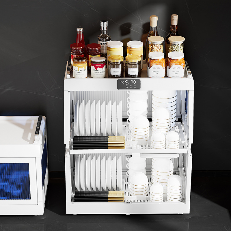 pequeño gabinete de desinfección para cocina doméstica multifuncional drenaje portacuenco de mesa tazón palillos platos tazas botellas de leche gabinete de almacenamiento