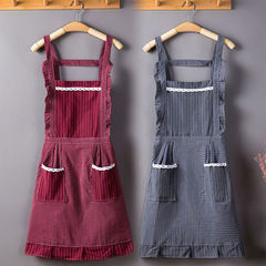 Cotton Check Gauze Apron Double Layer with Lace Princess Apron Korean/Japanese Version Kitchen Cooking Gift Apron Wholesale