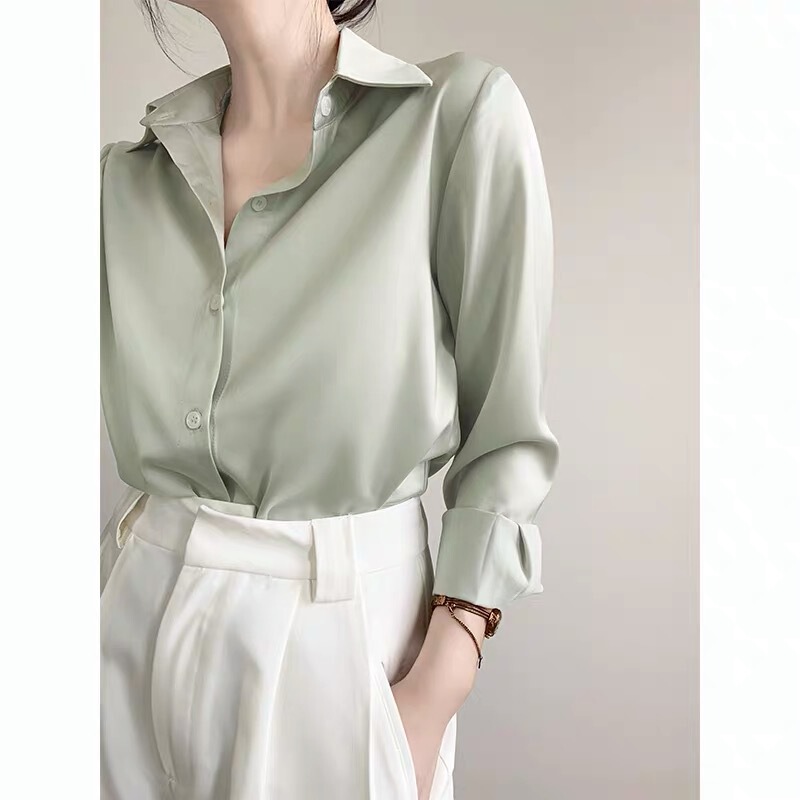 Luxurious Simple High-End Satin Shirt Women's Commuter Shirt Design Niche Tops Women's Spring & Fall New Style Luxurious Simple High-End Satin Shirt Women's Commuter Shirt Design Niche Tops Women's Spring & Fall New Style