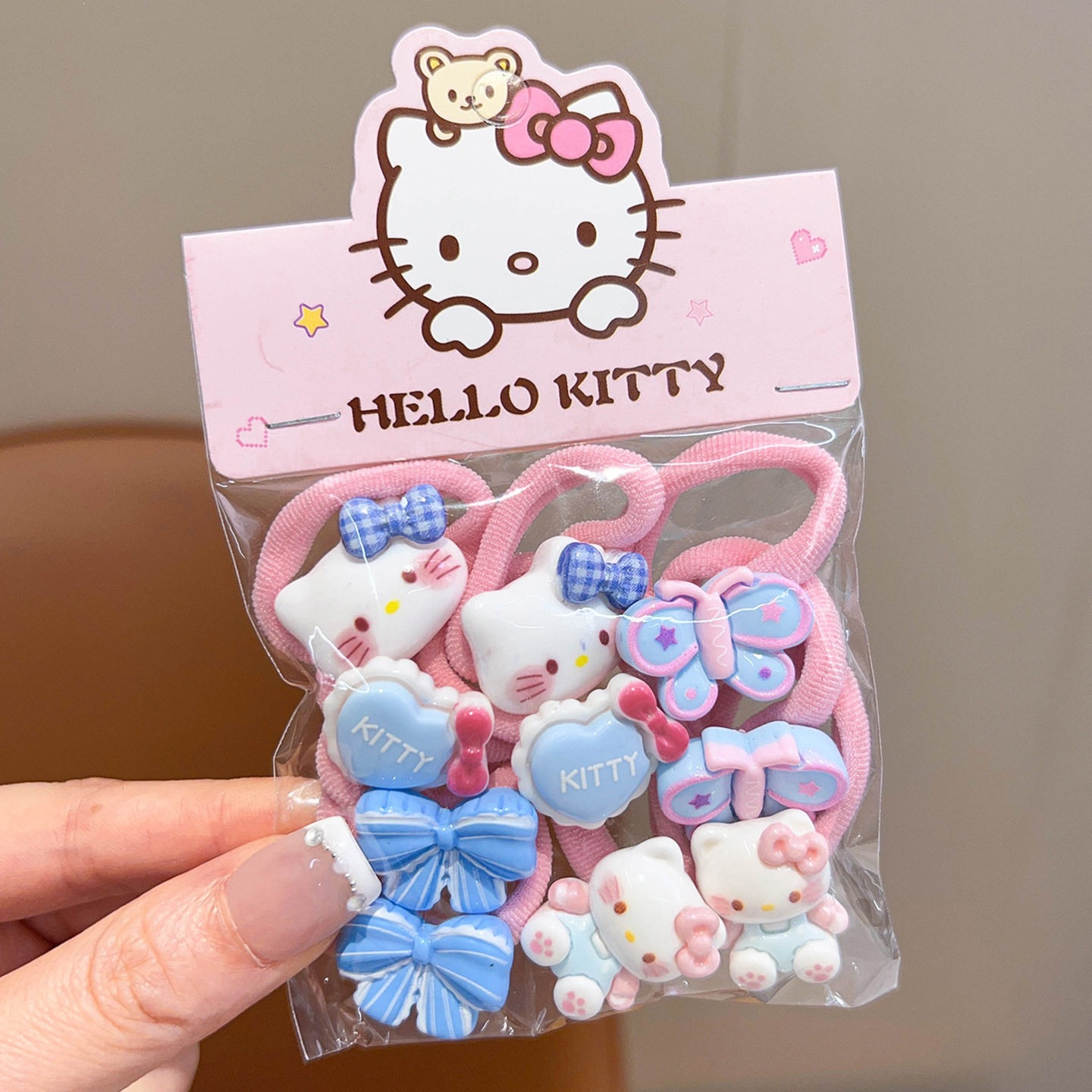 Anillo de pelo de pulgar de dibujos animados para niños, cabello para bebés, cabello para bebés, banda de pelo de alta elasticidad coreana