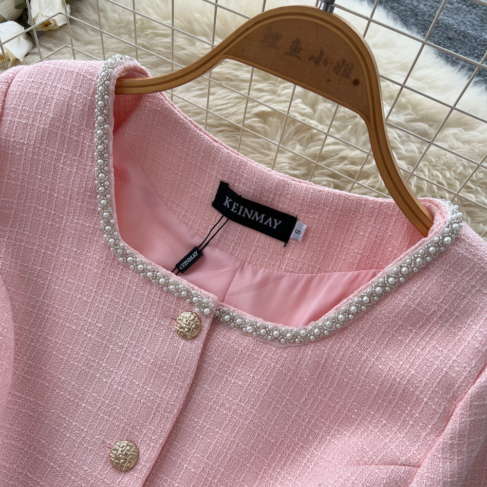 Inspired Women's Pink Two Piece Set Summer Short Sleeve High Waisted Pleated Skirt Sophisticated And Elegant_ecoleips.com