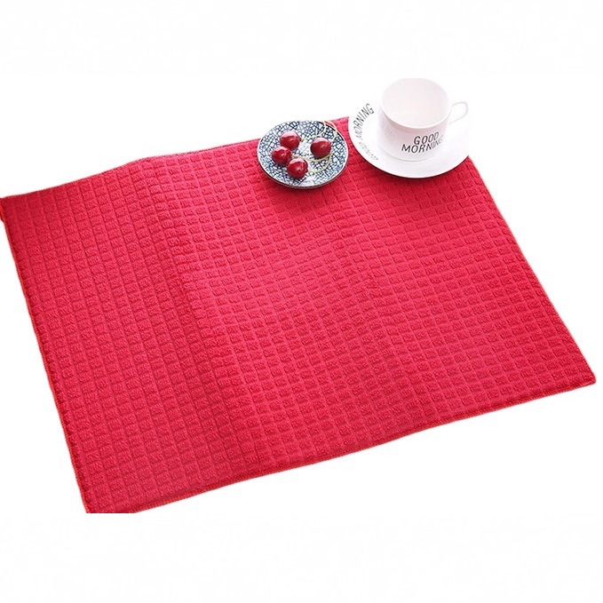Fábrica hogar necesidades diarias color sólido Plaid microfibra esponja aislamiento térmico absorbente estera de drenaje estera de secado mantel