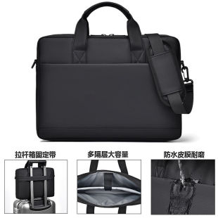 Cross-border new wholesale multi-compartment laptop pu computer bag customizable logo all-match briefcase shoulder portable