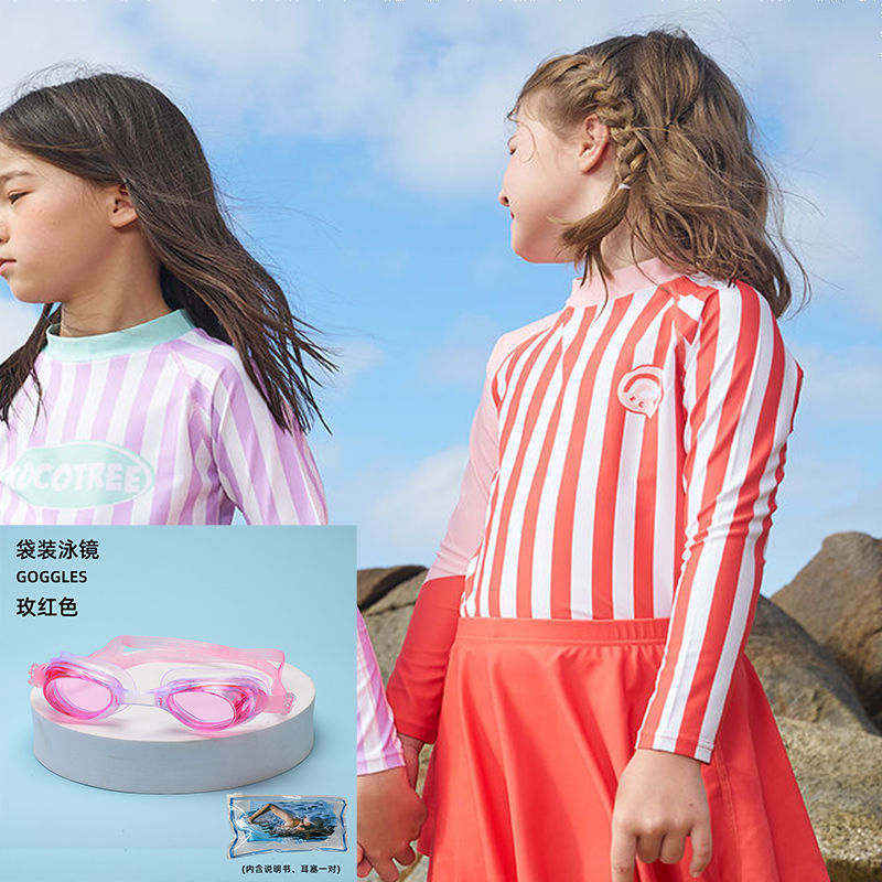 6-8歳の女の子の新しいinsスタイルのスポーツ水着プロの温泉休暇速乾性外国風女の子水着日焼け止め|undefined