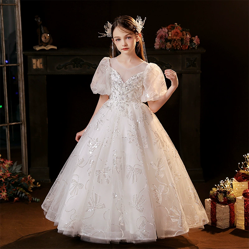 Elegant elite flower girl dress, winter autumn long skirt for princess, piano, children's suit
