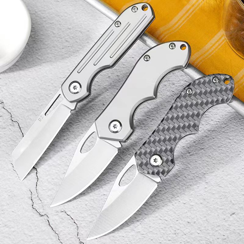 迷你D2钢小刀不锈钢户外小折刀随身便挂件折叠刀全钢手柄便携