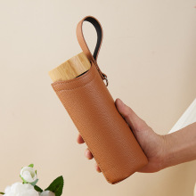 简约皮革杯套 手提式防摔皮质保温杯套水杯套 pu材质隔热保护套