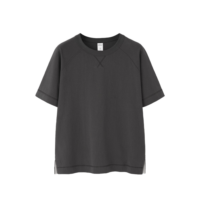 Jiexhan Cross-border | 2025 camiseta de raglán americano de algodón de cáñamo pesado primavera y verano de los hombres marca de moda nuevo producto al aire libre manga corta suelta