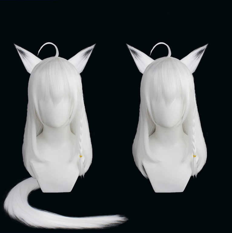 [Free Man] vtuber Virtual Anchor Little Fox Blowing Snow on White cosplay Wig