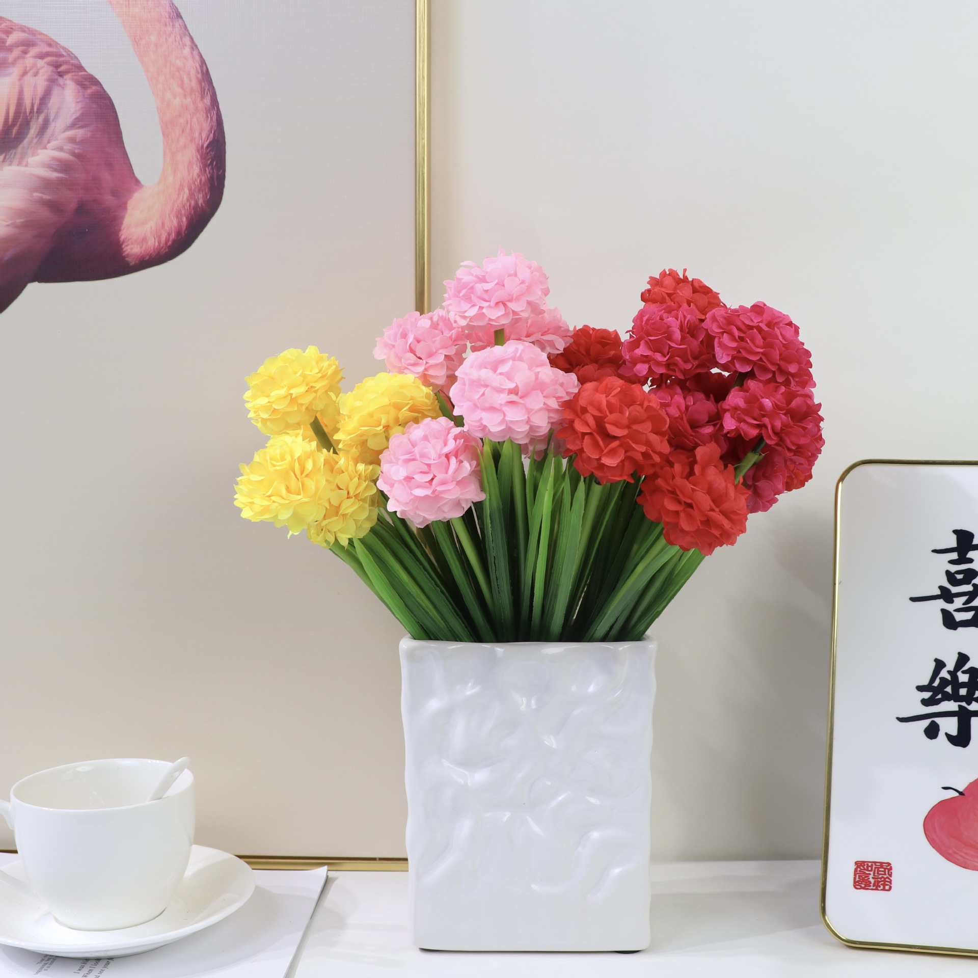 7-Piece Crystal Ball Hydrangea Garden Photography Props Bouquet Artificial Flowers Wholesale Bouquet Magnolia Artificial Flowers