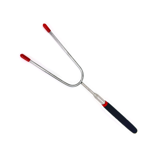Factory stainless steel PVC handle U-shaped telescopic barbecue fork hot dog sausage chicken wings U-shaped outdoor barbecue fork