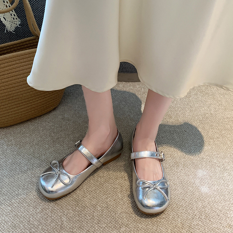 708-5 Mary Jane Round Head Soft Bottom Women's Single Shoes Flat Bottom Commuter Women's Shoes Plus Widened plus size Women's Shoes 41-43