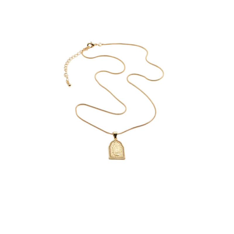 European and American copper zircon cross Virgin Mary necklace