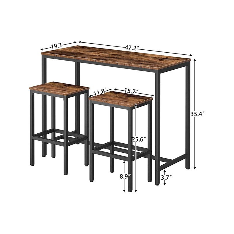 Country American Home Sala de estar Pasillo contra la pared Mesa y silla de barra alta Restaurante retro Cocina Juego de mesa y silla de madera maciza alta