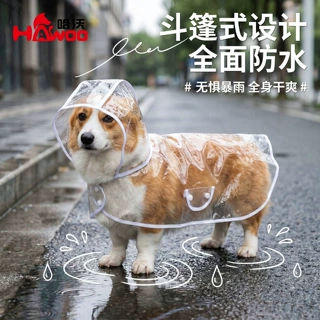 狗狗雨衣批发透明防水宠物衣服雨天遛狗专用 中小型犬外出雨披衣