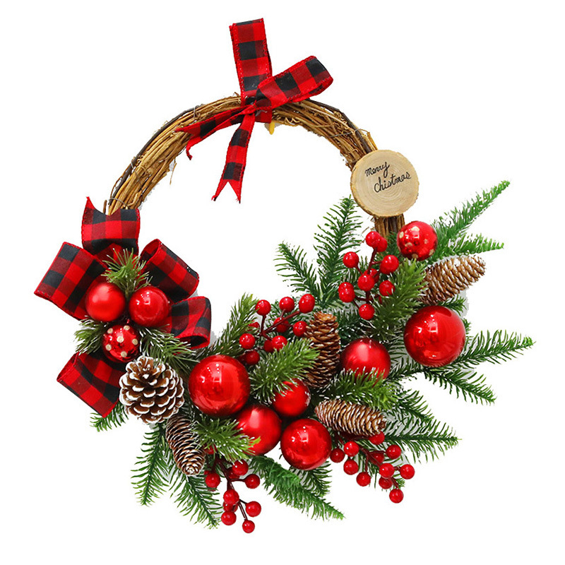 [En Stock al por mayor] Corona de Navidad decoración de Navidad árbol colgante de pared de ratán 405070cmPE cuerno Flor de Navidad