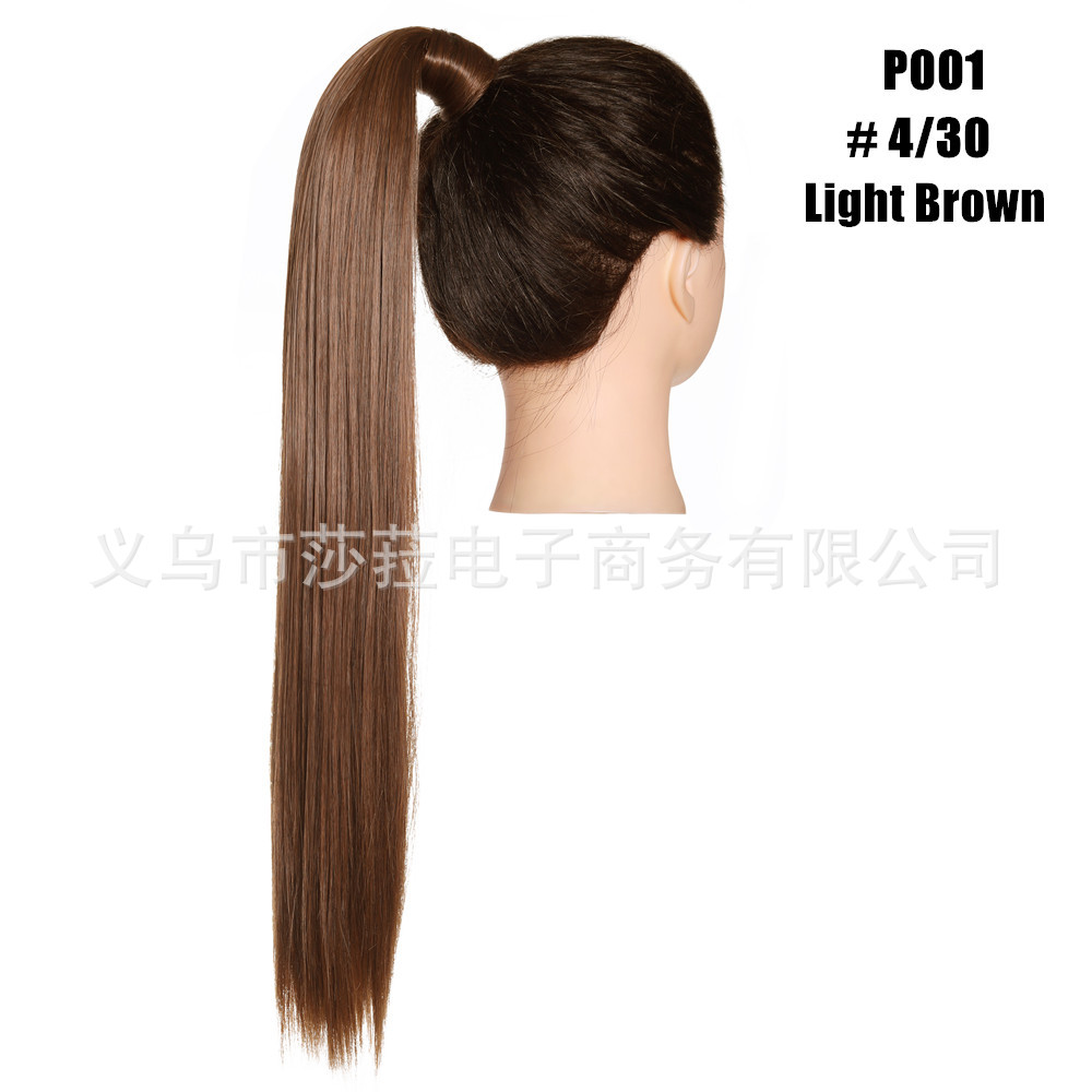 Fabricante comercio exterior peluca europea y americana cola de caballo larga mujer pelo largo liso fibra química seda mate natural enrollado cola de caballo