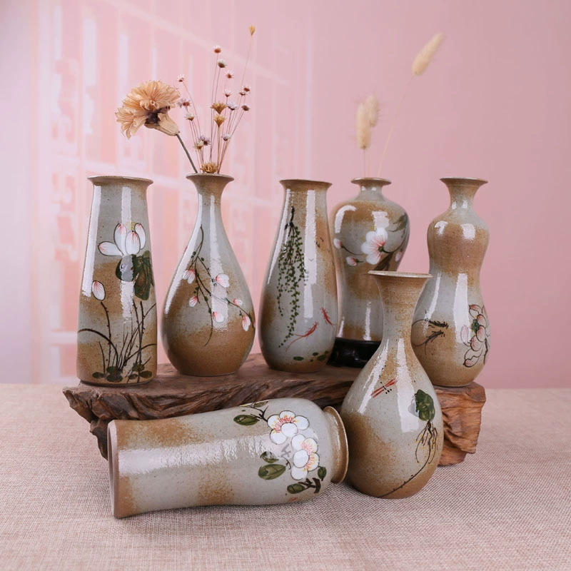 vase Грубая керамика ручная росписью ваза Jingdezhen высокотемпературная новая китайская гостиная ресторан стиль ваза качание