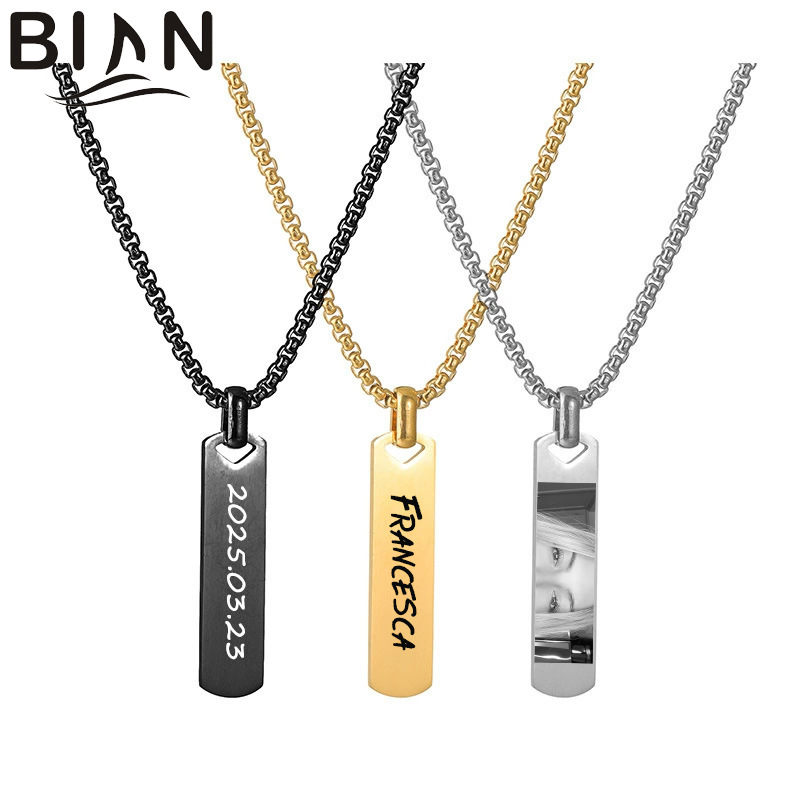 Personalized Simple DIY Laser Engraving Stainless Steel Long Square Pendant Necklace Accessories Drop Shipping Personalized Simple DIY Laser Engraving Stainless Steel Long Square Pendant Necklace Accessories Drop Shipping