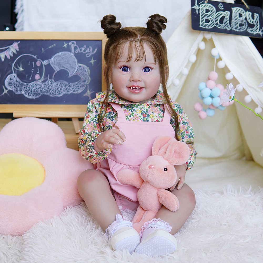 New 65cm Vinyl Cotton Plush Toy Doll Machine Doll Activity Gift Simulation European and American Freckles Girl