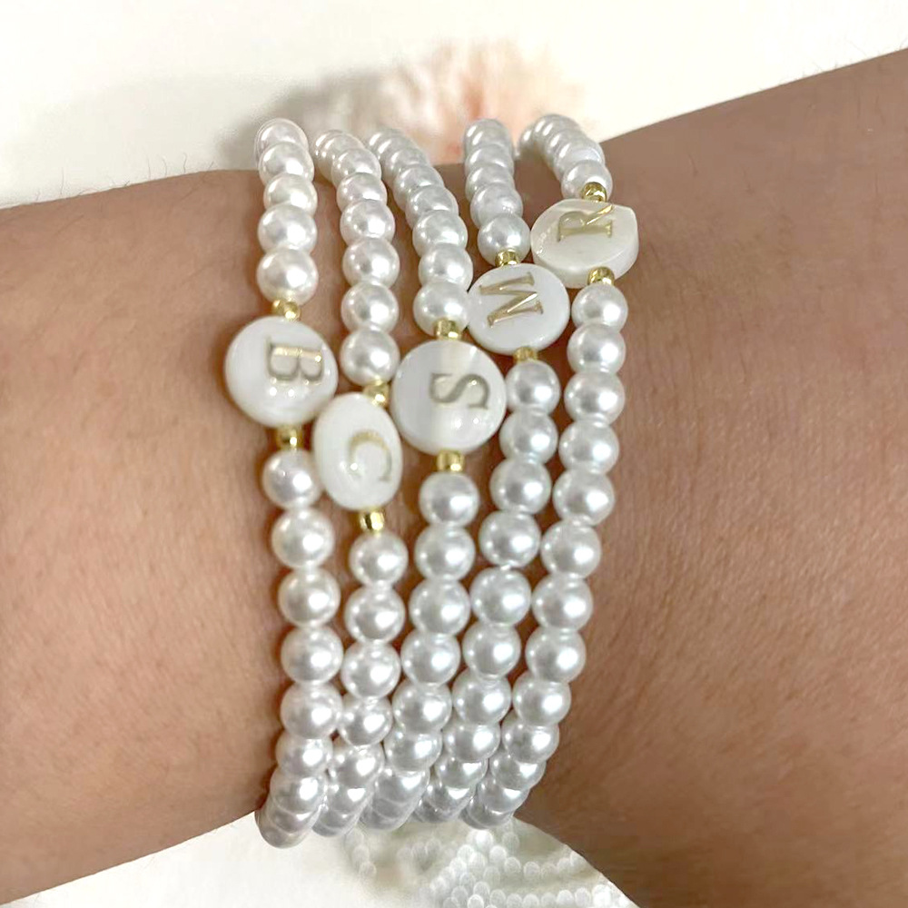 Imitation Pearl Material Elegant Lady Letter Imitation Pearl Women's Bracelets