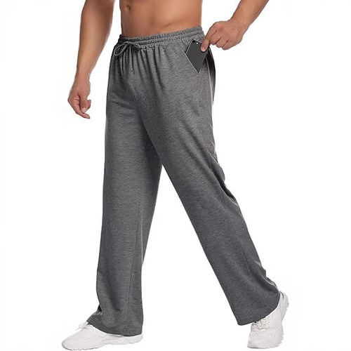 Men's lightweight sport pants, open-mouth sport pants, men's straight-leg fitness sport pants, casual pants with pockets