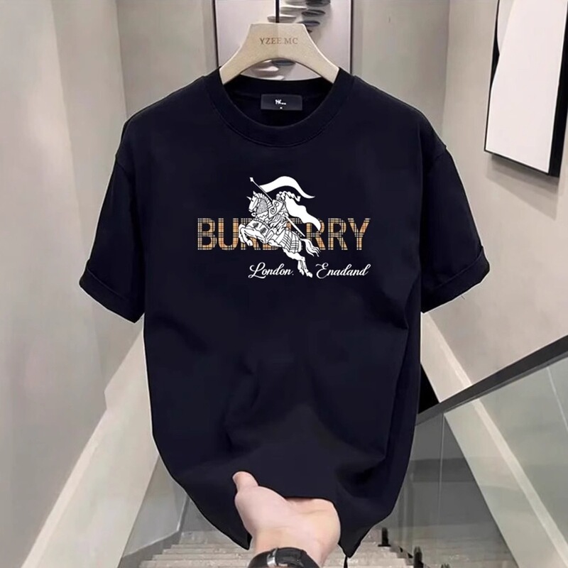 Cross-border summer European and American style high street knight print men's t-shirt, loose round neck, trendy versatile men's top, men's short sleeve Cross-border summer European and American style high street knight print men's t-shirt, loose round neck, trendy versatile men's top, men's short sleeve