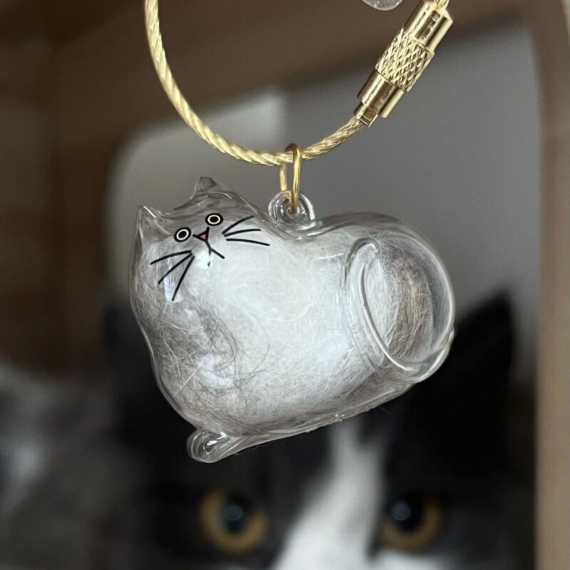 透明猫毛収納ボックスチャームガシャポン猫毛収納カプセルガシャポンバッグキーホルダーペンダントコレクションハンド|undefined