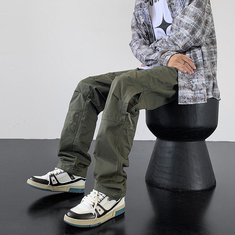 American-style Army Green workwear pants men's autumn windproof wind-proof pants side zipper professional hiking pants