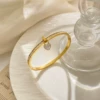 Gold-Narrow Love Lock Open Bracelet