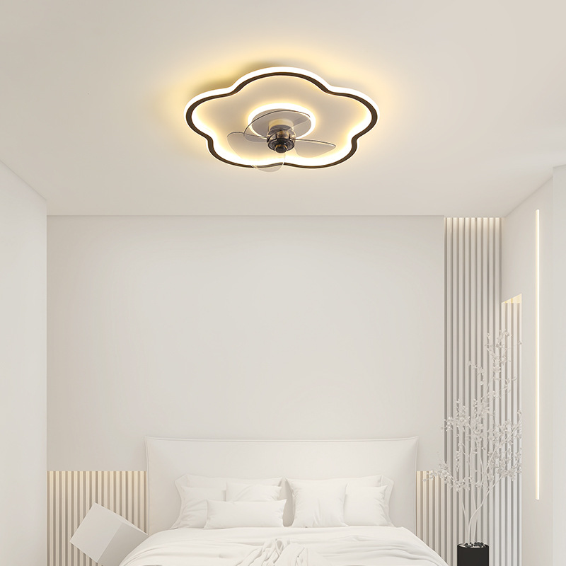 Restaurante minimalista moderno, lámpara de techo ultrafina silenciosa, lámpara de ventilador de dormitorio, lámpara de techo de ventilador inteligente para habitación infantil
