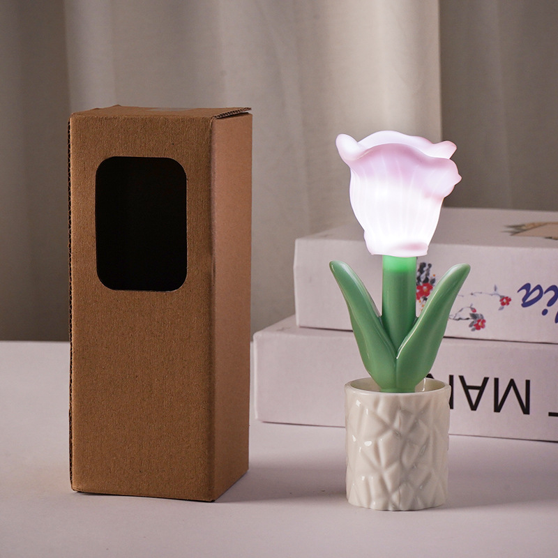 Lámpara de escritorio de tulipán moderna francesa de alto nivel minimalista lámpara de noche de escritorio lámpara de atmósfera de noche de cumpleaños