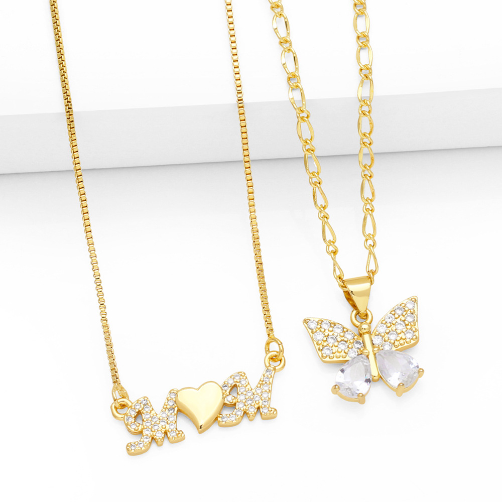 Le Cuivre Style Simple Style Classique Papillon Incruster Zircon Pendentif display picture 1