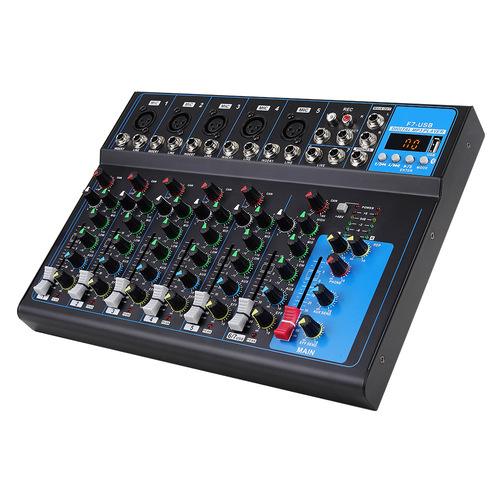 Multifunctional mixer with Bluetooth home reverb performance conference stage dj mixer small 7-way mixer