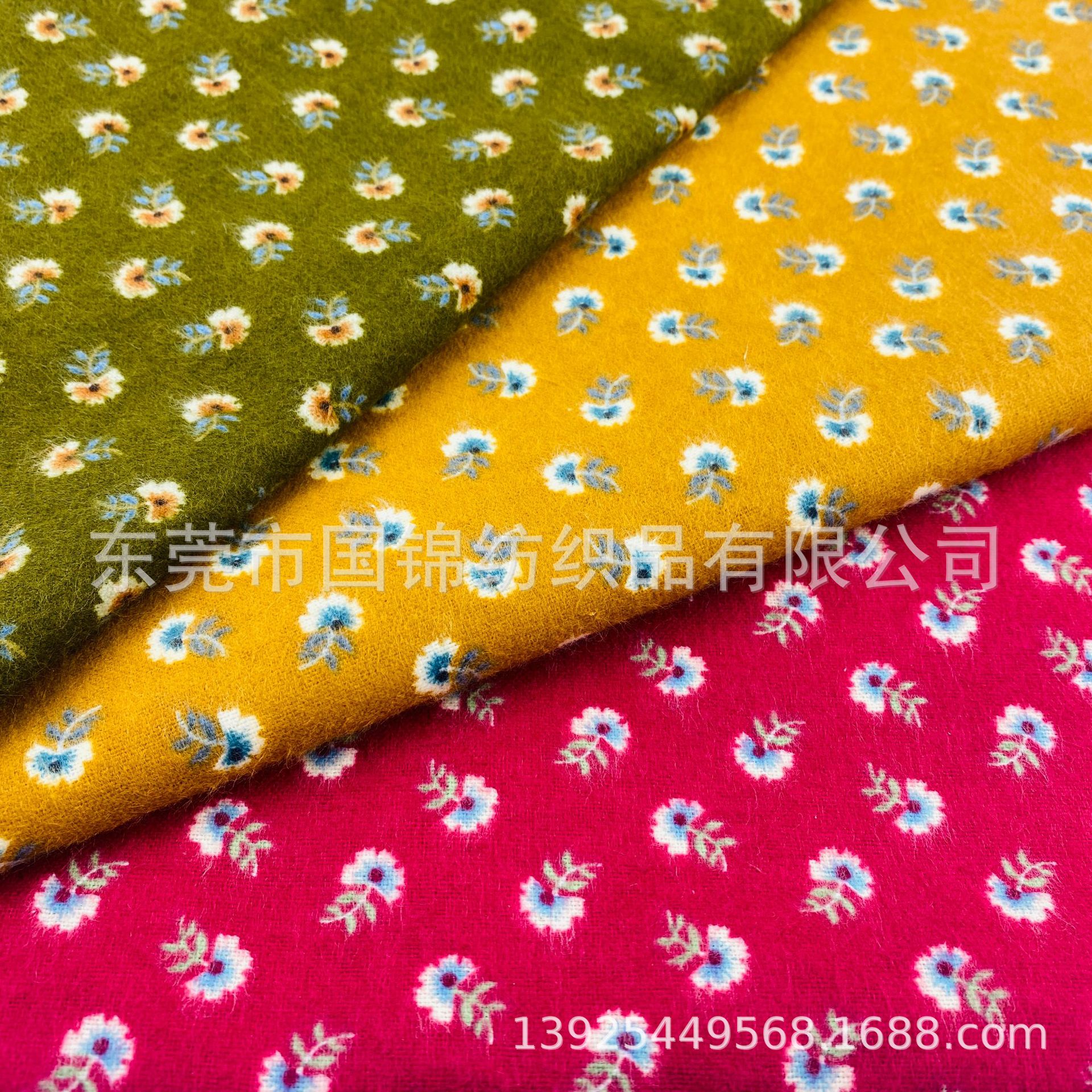秋季新款法兰绒印花布 全棉单面起绒印小碎花娃娃衫衬衣服装面料