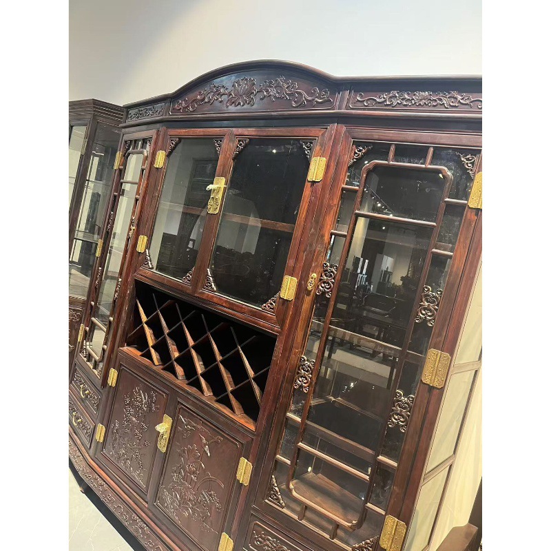 老挝大红酸枝交趾黄檀酒柜古董柜展示柜收纳柜多宝阁清式明式