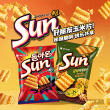 韩国进口好丽友sun太阳蒜香辣味法棍玉米片波浪薯片膨化零食品