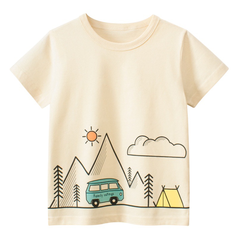 27kids verano nuevos productos 2025 ropa infantil suministro transfronterizo camisetas de manga corta para niños ropa de niños envío directo