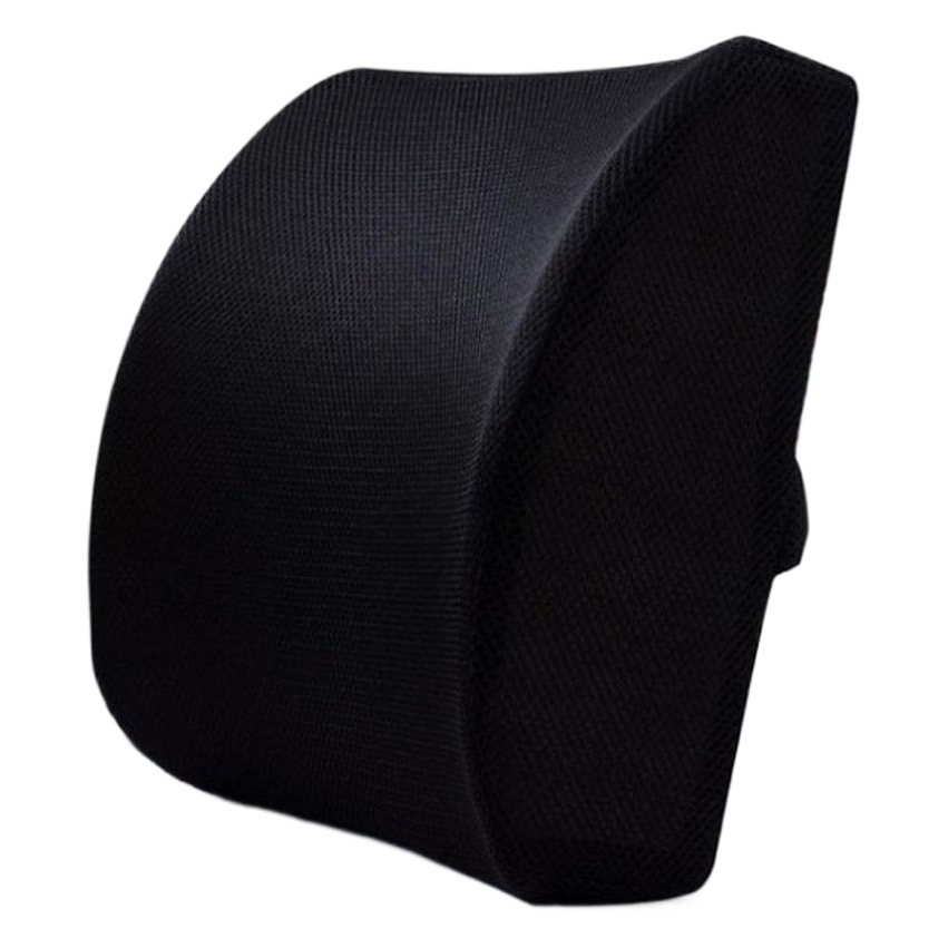 Cojín lumbar de espuma viscoelástica, almohada de cintura para oficina, coche y silla, soporte de espalda negro