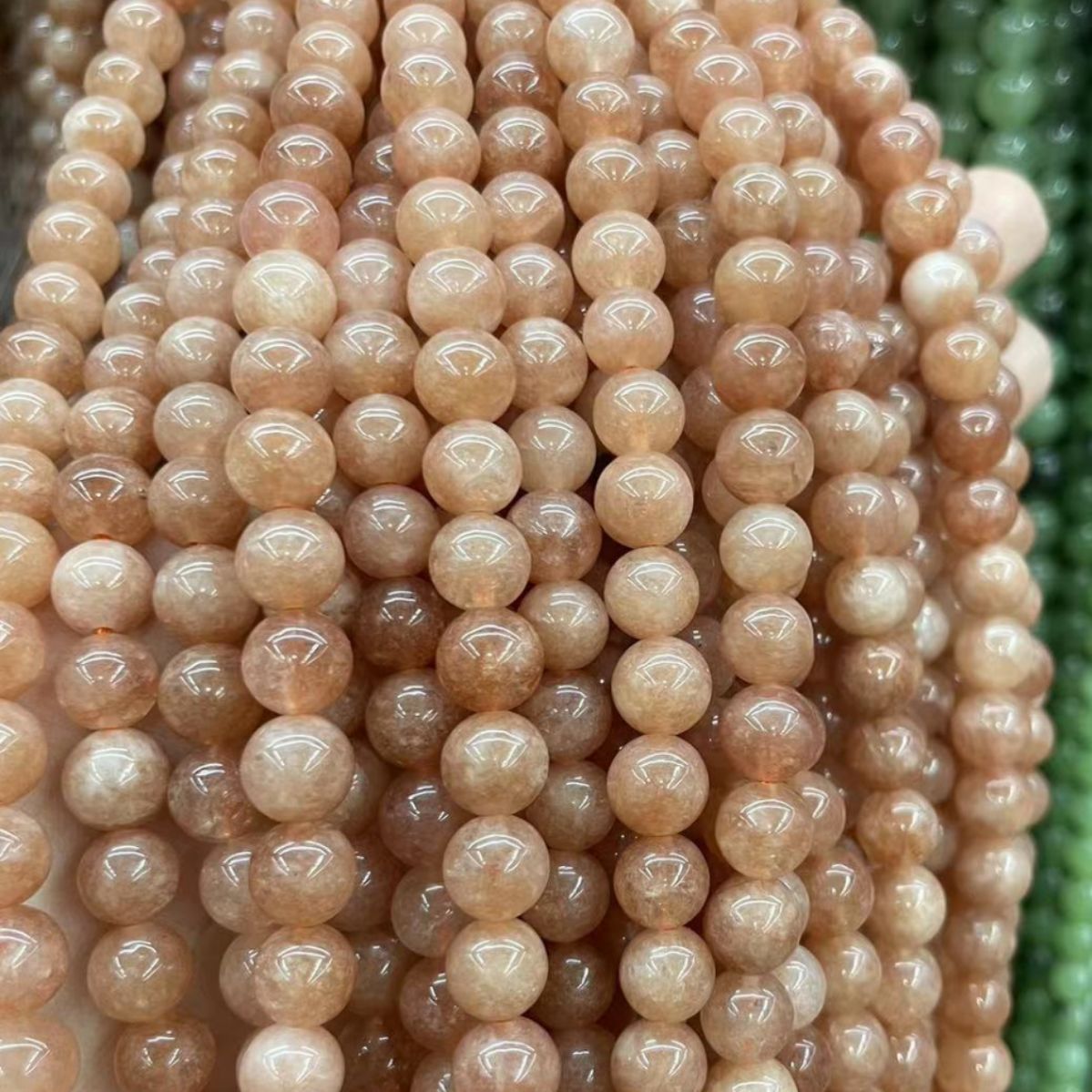 Imitation Orange Sunstone Round Beads Loose Beads Semi-Finished DIY Jewelry Accessories Handmade Bead Factory Wholesale Chalcedony Bracelet