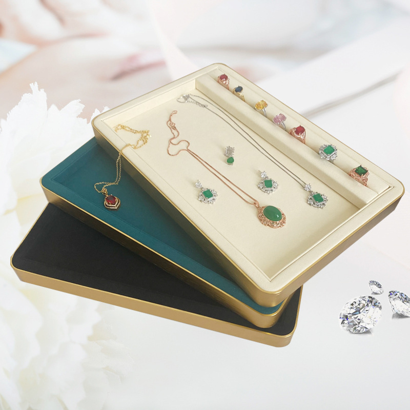 金属圆角首饰托盘珠宝展示盘子戒指项链手镯手表店用看货盘