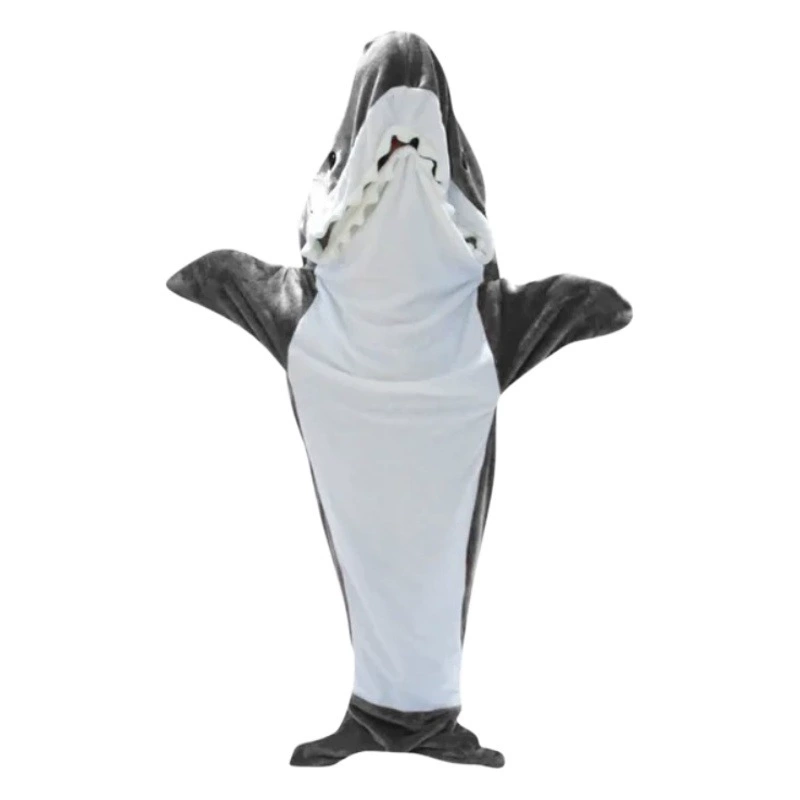 Трансграничное Новое одеяло с акулой для взрослых, супер мягкая фланелевая толстовка с капюшоном, спальный мешок, свободная цельная Пижама