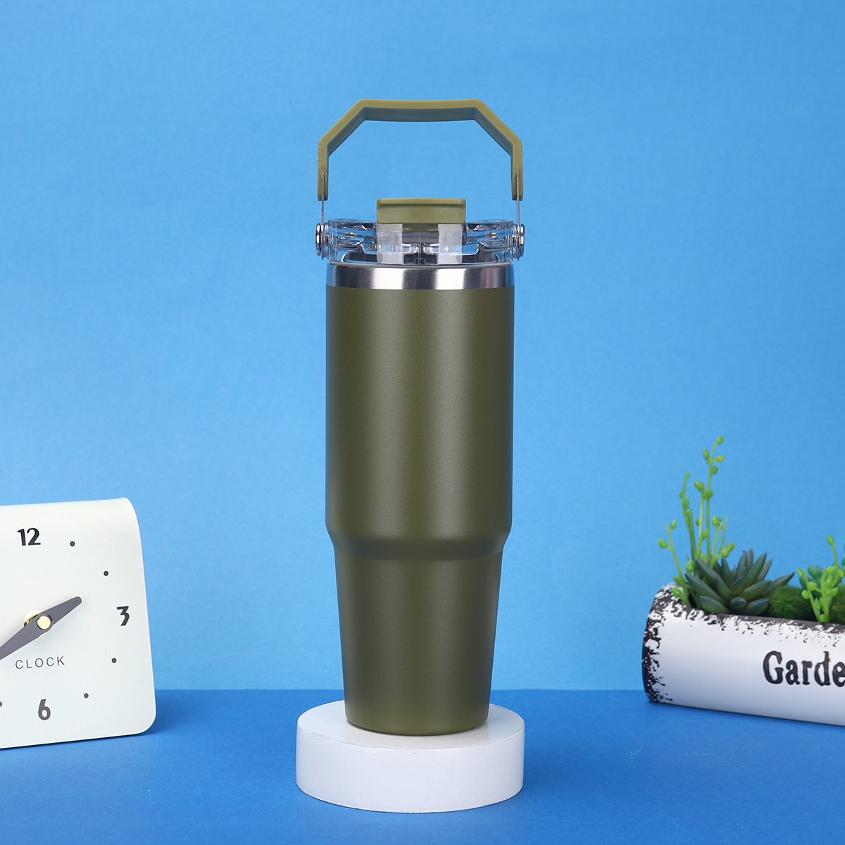 Vaso Térmico 304 Doble Capa — Botella Grande Exterior con Popote