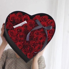 綢緞燙金圓形水果花盒心形玫瑰愛心鮮花花束包裝盒生日禮物盒空盒