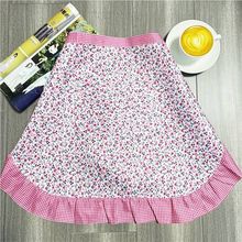 碎花花边女半截围裙成人厨房围裙韩版围腰薄款透气桃皮绒半身围裙