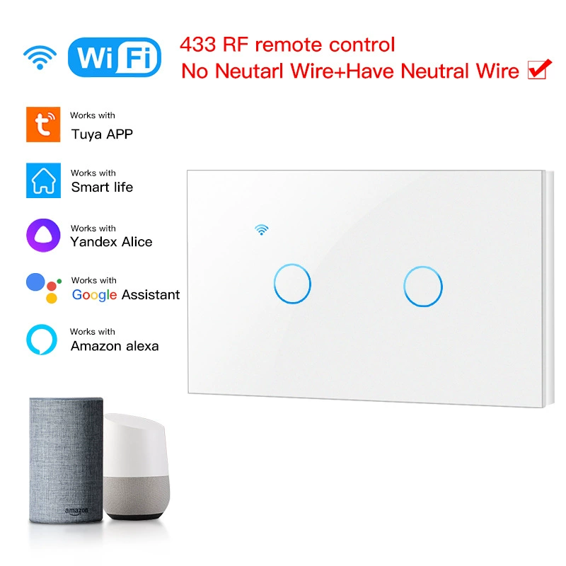 WiFi сенсорный настенный выключатель (Tuya) серия Graffiti, 120 В, голосовое управление Alexa/Google, 1–3 канала