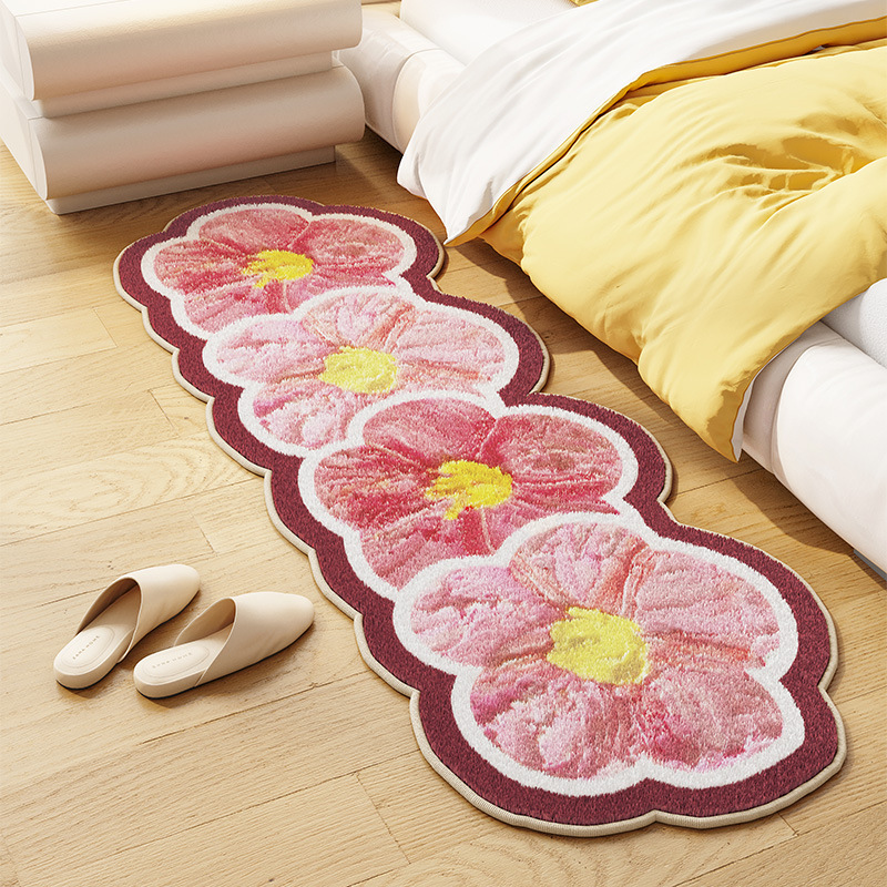 Vintage Nordic Boho Flower Rug For Bedroom And Living Room_voghion.com